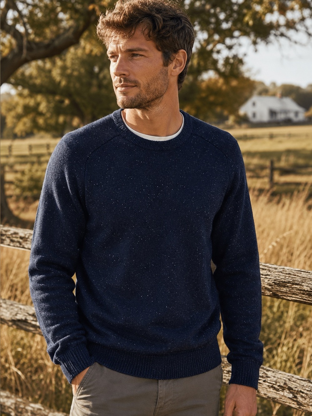 Billy Reid Merino Cashmere Silk Fleck Crew Sweater Italy Small